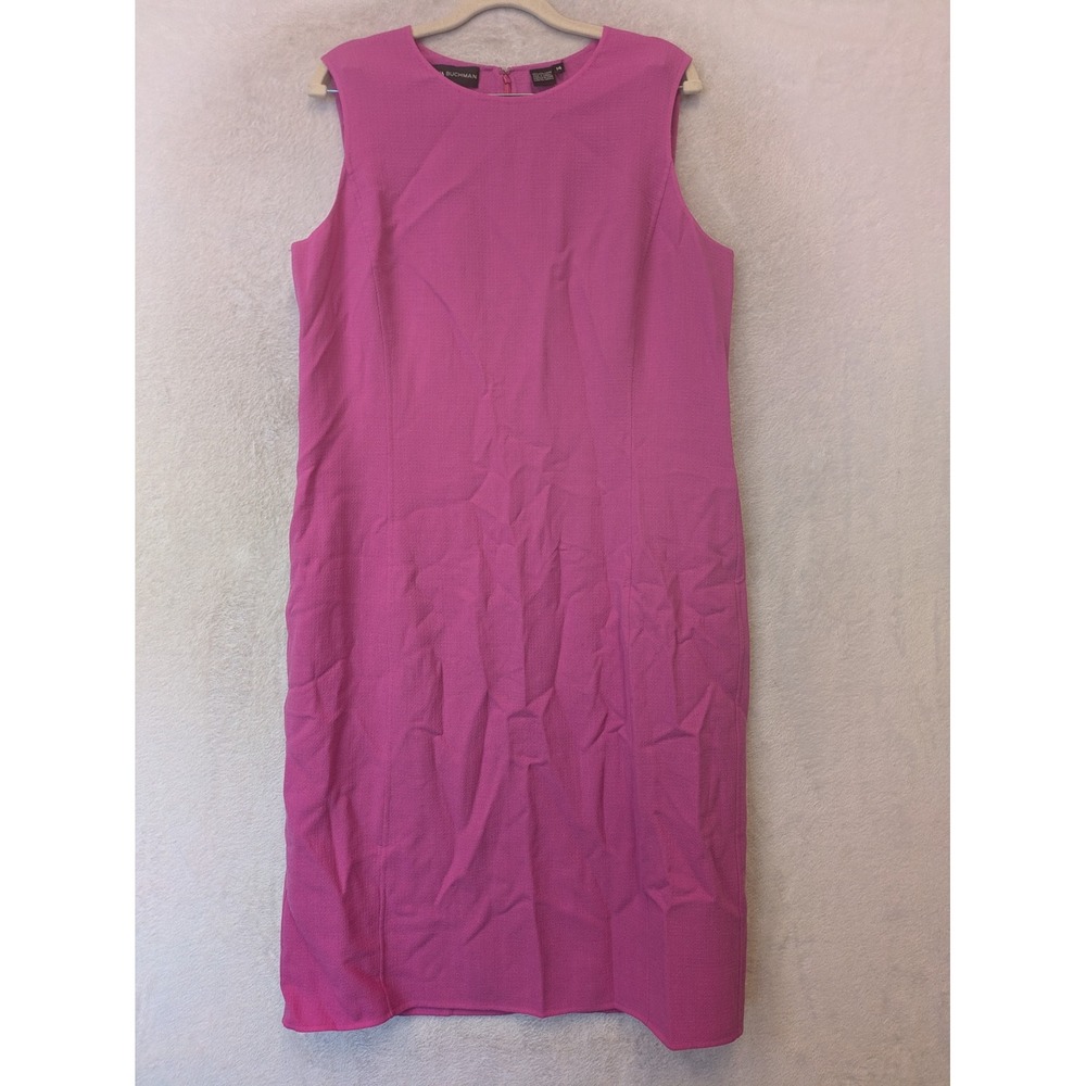Dana Buchman Sheath Dress Women's 14 Pink Sleeveless 100% Wool Crepe Business